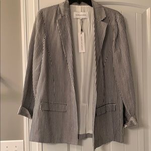 Oversized white and black striped blazer size M